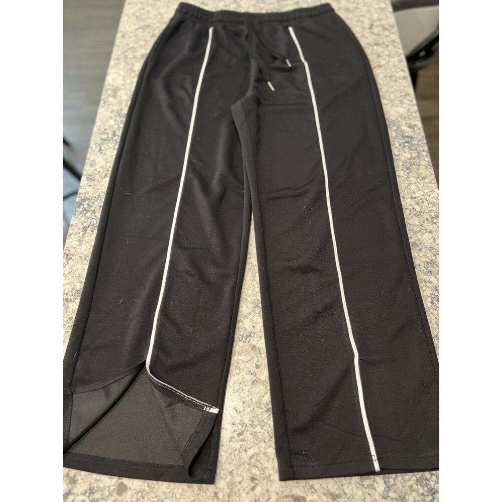 Wiholl Lounge Pants Women's XL Wide Leg Split Hem Contrast Piping